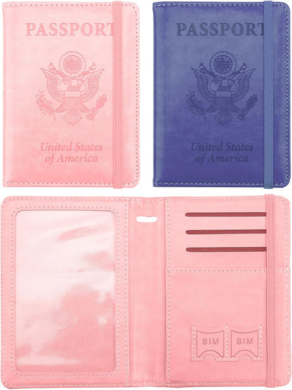 Passport Holder for Travel, Leather Passport Holder RFID Blocking Passport Cover Wallet Passport Case with Pen Holder Passport Holders for Travel Women Men Family Travels Must Haves Essentials, Black