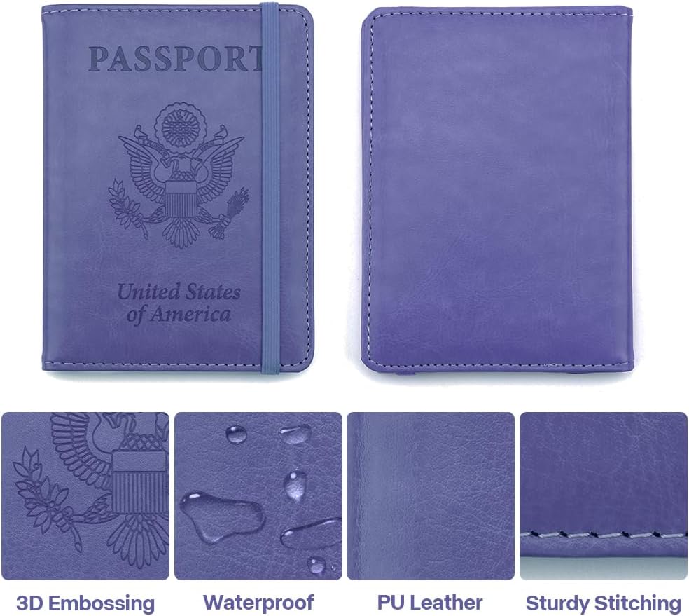 Passport Holder for Travel, Leather Passport Holder RFID Blocking Passport Cover Wallet Passport Case with Pen Holder Passport Holders for Travel Women Men Family Travels Must Haves Essentials, Black