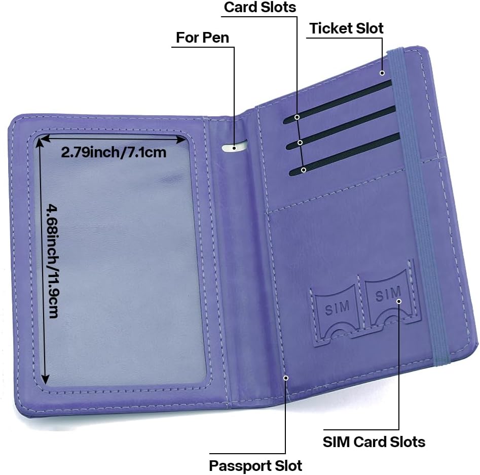 Passport Holder for Travel, Leather Passport Holder RFID Blocking Passport Cover Wallet Passport Case with Pen Holder Passport Holders for Travel Women Men Family Travels Must Haves Essentials, Black