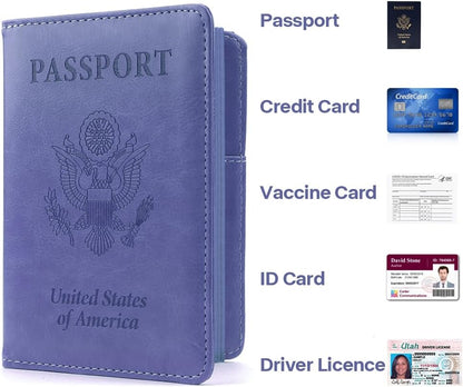 Passport Holder for Travel, Leather Passport Holder RFID Blocking Passport Cover Wallet Passport Case with Pen Holder Passport Holders for Travel Women Men Family Travels Must Haves Essentials, Black