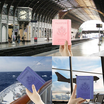 Passport Holder for Travel, Leather Passport Holder RFID Blocking Passport Cover Wallet Passport Case with Pen Holder Passport Holders for Travel Women Men Family Travels Must Haves Essentials, Black