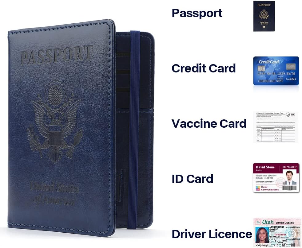 Passport Holder for Travel, Leather Passport Holder RFID Blocking Passport Cover Wallet Passport Case with Pen Holder Passport Holders for Travel Women Men Family Travels Must Haves Essentials, Black
