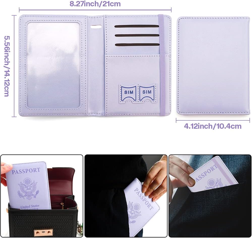 Passport Holder for Travel, Leather Passport Holder RFID Blocking Passport Cover Wallet Passport Case with Pen Holder Passport Holders for Travel Women Men Family Travels Must Haves Essentials, Black