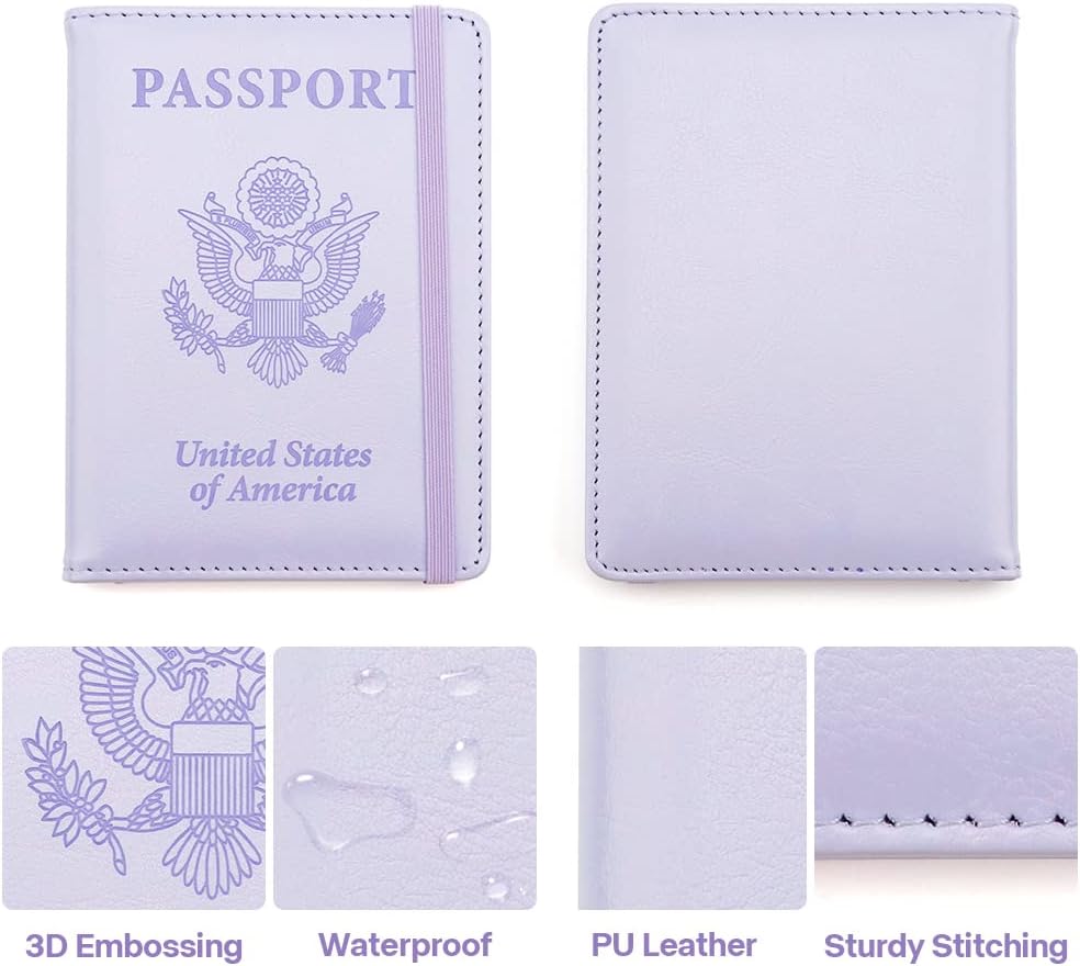Passport Holder for Travel, Leather Passport Holder RFID Blocking Passport Cover Wallet Passport Case with Pen Holder Passport Holders for Travel Women Men Family Travels Must Haves Essentials, Black
