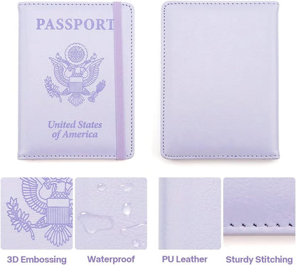 Passport Holder for Travel, Leather Passport Holder RFID Blocking Passport Cover Wallet Passport Case with Pen Holder Passport Holders for Travel Women Men Family Travels Must Haves Essentials, Black
