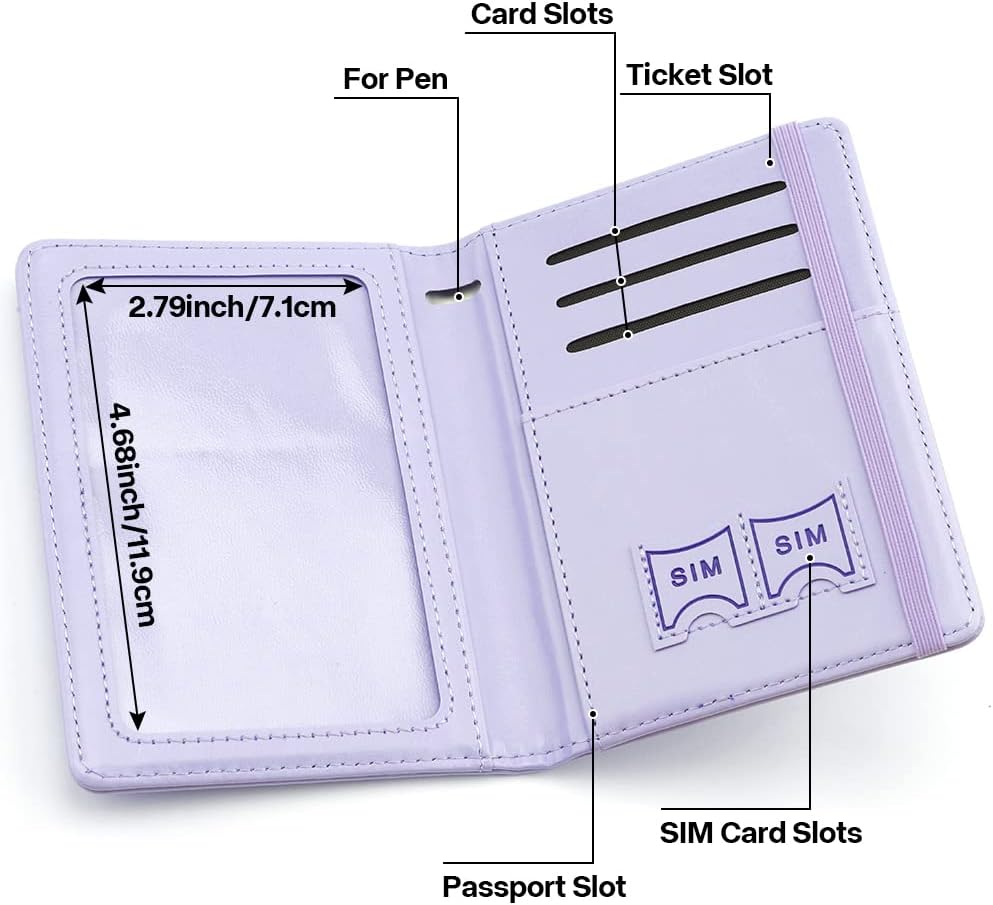 Passport Holder for Travel, Leather Passport Holder RFID Blocking Passport Cover Wallet Passport Case with Pen Holder Passport Holders for Travel Women Men Family Travels Must Haves Essentials, Black