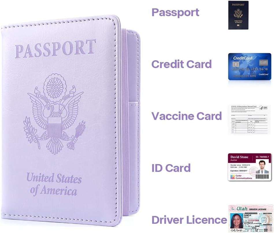 Passport Holder for Travel, Leather Passport Holder RFID Blocking Passport Cover Wallet Passport Case with Pen Holder Passport Holders for Travel Women Men Family Travels Must Haves Essentials, Black