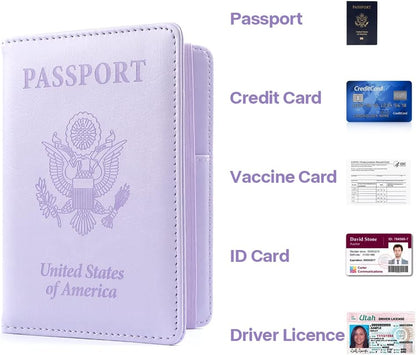 Passport Holder for Travel, Leather Passport Holder RFID Blocking Passport Cover Wallet Passport Case with Pen Holder Passport Holders for Travel Women Men Family Travels Must Haves Essentials, Black