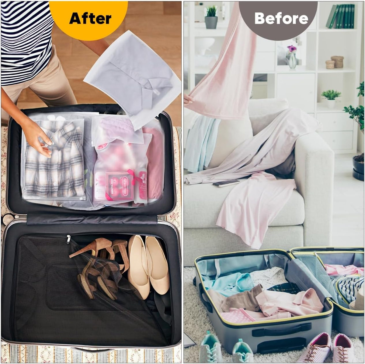 14x18 Inch Clothes Packaging Bags for Shipping, 2 Gallon Frosted Zipper Clothing Packaging Bags for small business, Clear Apparel Bag for Winter clothes, blankets, backpack | No Vent Holes