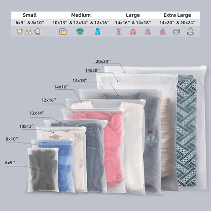 14x18 Inch Clothes Packaging Bags for Shipping, 2 Gallon Frosted Zipper Clothing Packaging Bags for small business, Clear Apparel Bag for Winter clothes, blankets, backpack | No Vent Holes