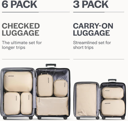 Ultralight Compression Packing Cubes - Lightweight Travel Organizers for Suitcases and Luggage (Black)