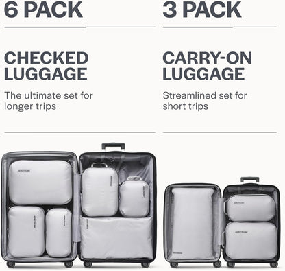 Ultralight Compression Packing Cubes - Lightweight Travel Organizers for Suitcases and Luggage (Black)