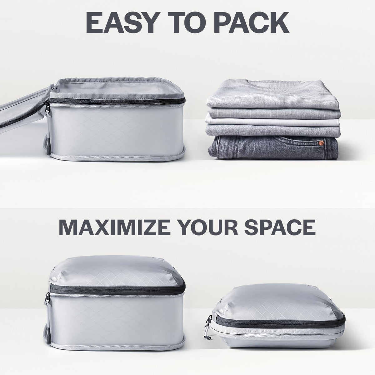 Ultralight Compression Packing Cubes - Lightweight Travel Organizers for Suitcases and Luggage (Black)