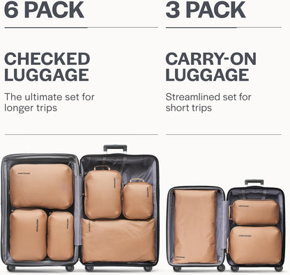 Ultralight Compression Packing Cubes - Lightweight Travel Organizers for Suitcases and Luggage (Black)