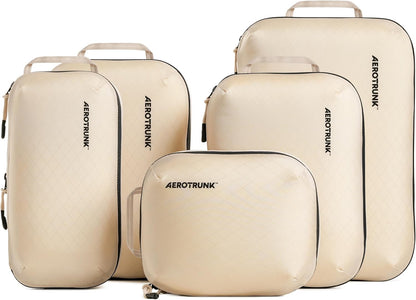 Ultralight Compression Packing Cubes - Lightweight Travel Organizers for Suitcases and Luggage (Black)