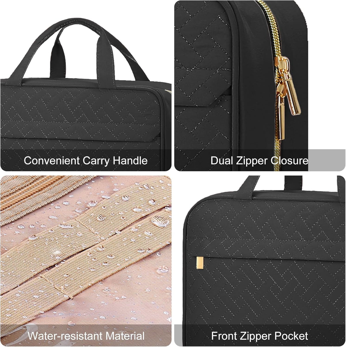 Hanging Travel Toiletry Bag, Large Capacity Cosmetic Organizer for Full-size Bottle with 4 Compartment for Daily Use