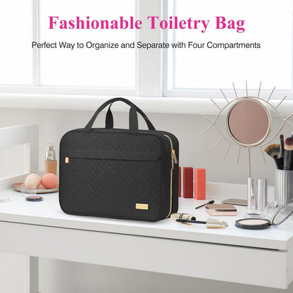 Hanging Travel Toiletry Bag, Large Capacity Cosmetic Organizer for Full-size Bottle with 4 Compartment for Daily Use