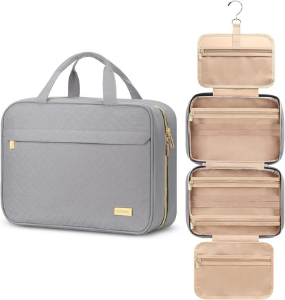 Hanging Travel Toiletry Bag, Large Capacity Cosmetic Organizer for Full-size Bottle with 4 Compartment for Daily Use