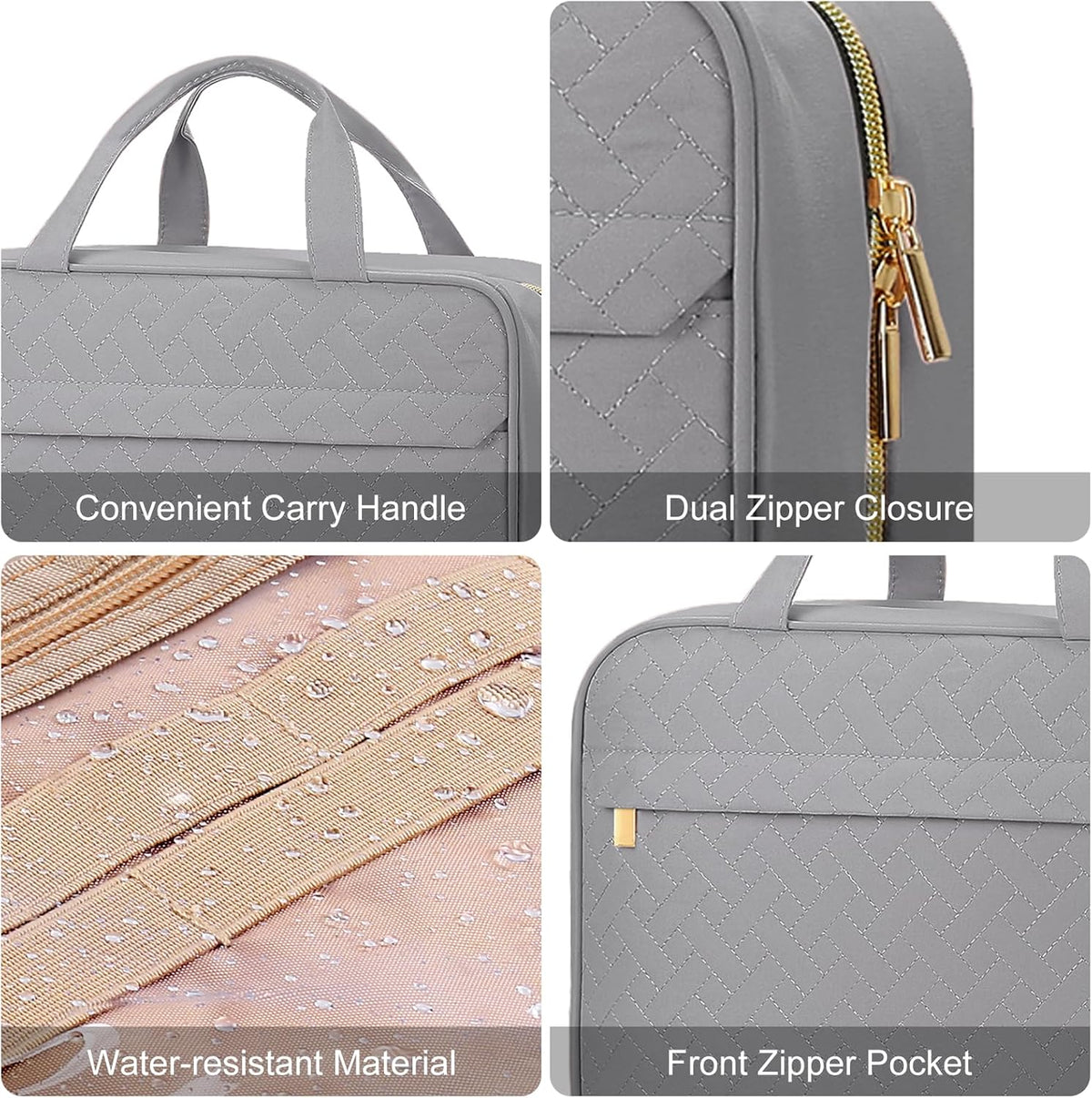 Hanging Travel Toiletry Bag, Large Capacity Cosmetic Organizer for Full-size Bottle with 4 Compartment for Daily Use
