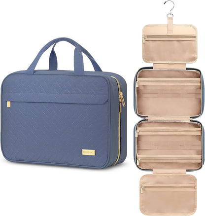 Hanging Travel Toiletry Bag, Large Capacity Cosmetic Organizer for Full-size Bottle with 4 Compartment for Daily Use