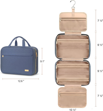 Hanging Travel Toiletry Bag, Large Capacity Cosmetic Organizer for Full-size Bottle with 4 Compartment for Daily Use