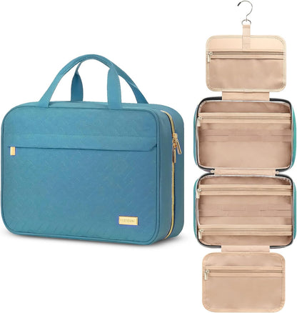 Hanging Travel Toiletry Bag, Large Capacity Cosmetic Organizer for Full-size Bottle with 4 Compartment for Daily Use