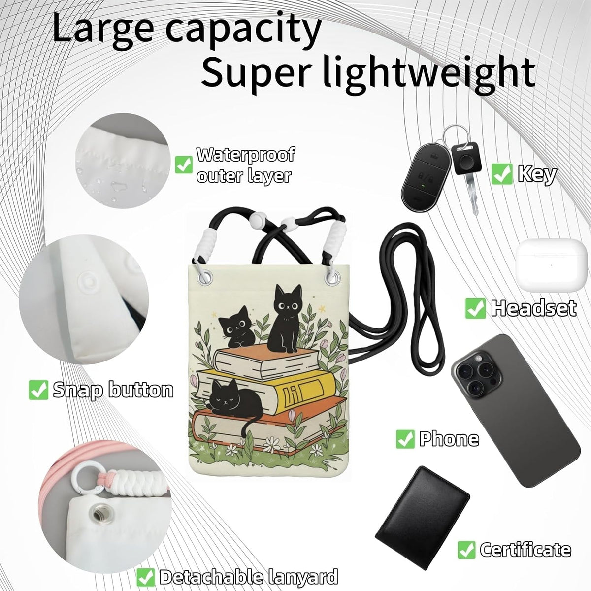 Crossbody Phone Bag | Equipped with Adjustable Detachable Strap, Ideal for Travel & Daily Commuting, Crossbody Bag for Men & Women