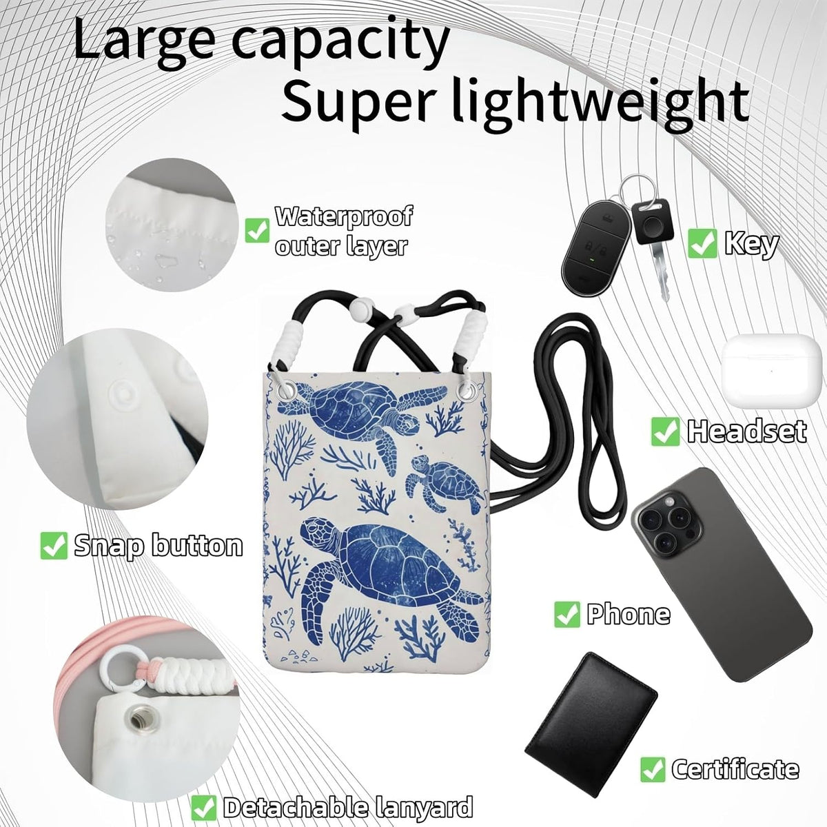 Crossbody Phone Bag | Equipped with Adjustable Detachable Strap, Ideal for Travel & Daily Commuting, Crossbody Bag for Men & Women
