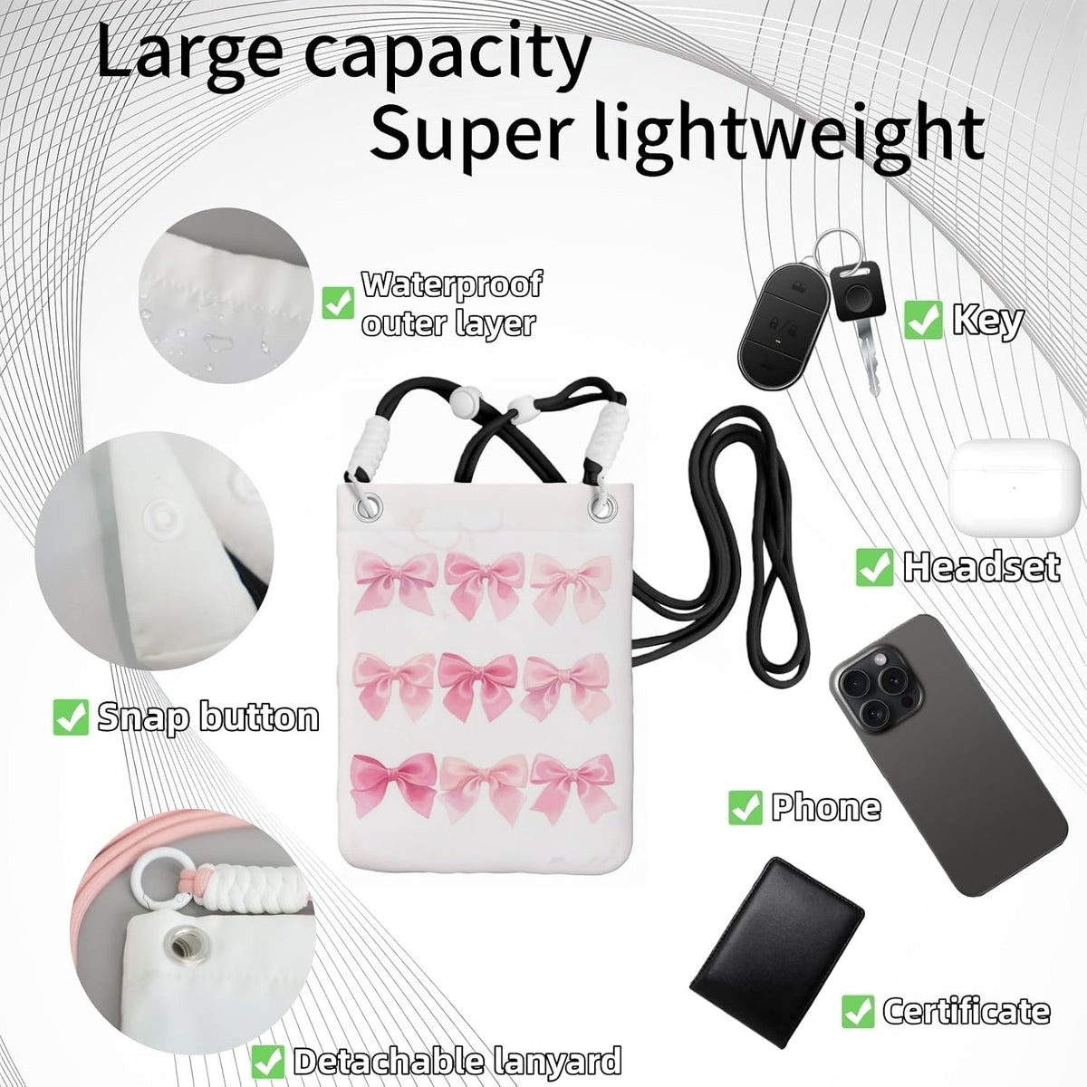 Crossbody Phone Bag | Equipped with Adjustable Detachable Strap, Ideal for Travel & Daily Commuting, Crossbody Bag for Men & Women
