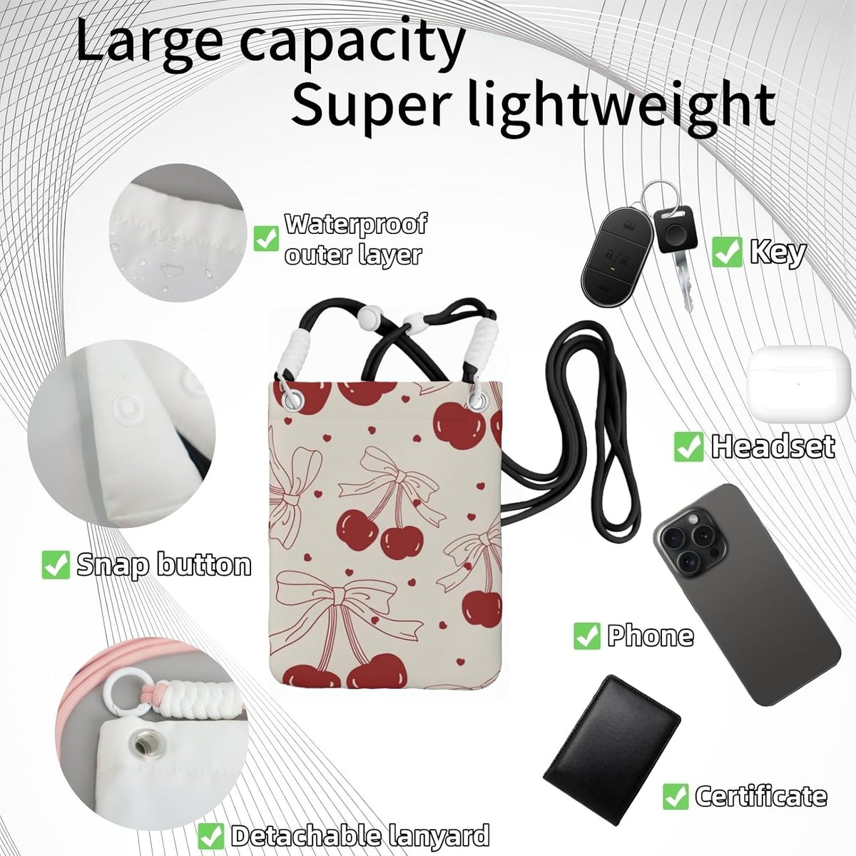 Crossbody Phone Bag | Equipped with Adjustable Detachable Strap, Ideal for Travel & Daily Commuting, Crossbody Bag for Men & Women