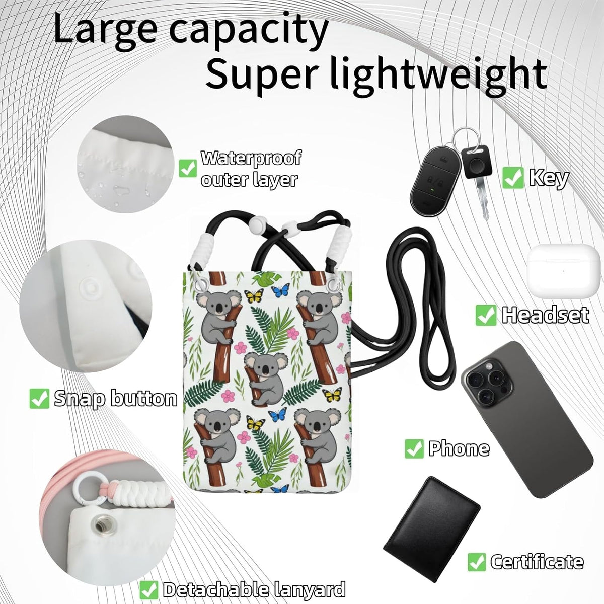 Crossbody Phone Bag | Equipped with Adjustable Detachable Strap, Ideal for Travel & Daily Commuting, Crossbody Bag for Men & Women