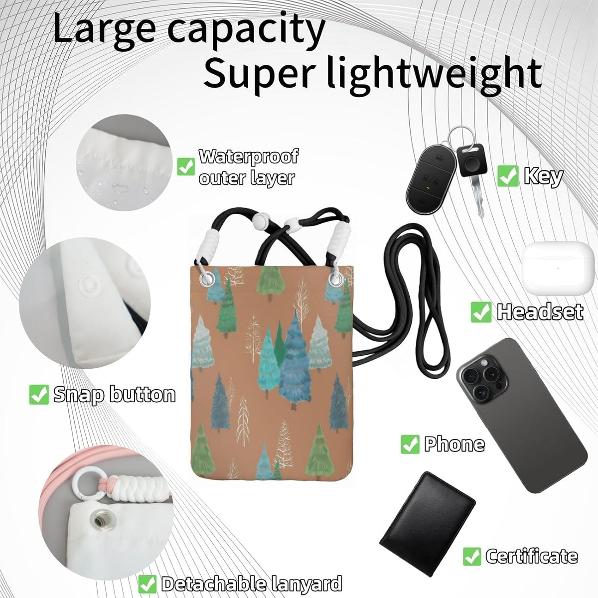 Crossbody Phone Bag | Equipped with Adjustable Detachable Strap, Ideal for Travel & Daily Commuting, Crossbody Bag for Men & Women
