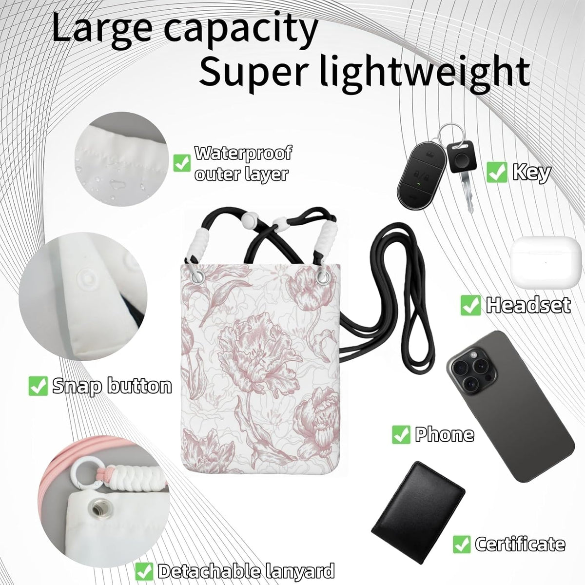Crossbody Phone Bag | Equipped with Adjustable Detachable Strap, Ideal for Travel & Daily Commuting, Crossbody Bag for Men & Women