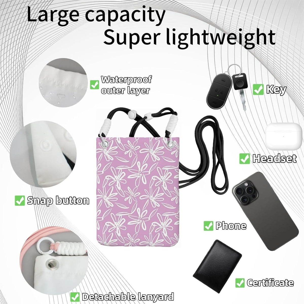 Crossbody Phone Bag | Equipped with Adjustable Detachable Strap, Ideal for Travel & Daily Commuting, Crossbody Bag for Men & Women