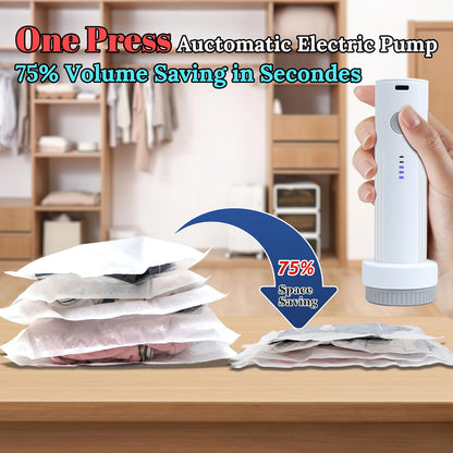 Vacuum Sealing Bags for Clothing Travel,Space Saver Vacuum Storage Bags with Air Pump,Compression Packing for Luggage and Clothes Travel (9 Combo Bags+Electric Pump)