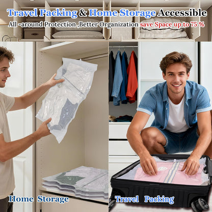 Vacuum Sealing Bags for Clothing Travel,Space Saver Vacuum Storage Bags with Air Pump,Compression Packing for Luggage and Clothes Travel (9 Combo Bags+Electric Pump)