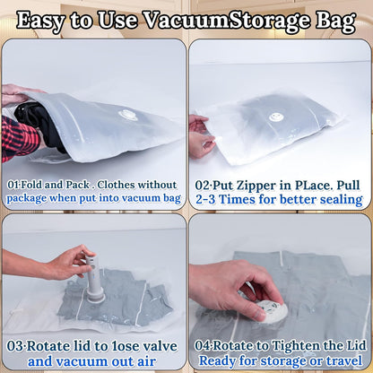 Vacuum Sealing Bags for Clothing Travel,Space Saver Vacuum Storage Bags with Air Pump,Compression Packing for Luggage and Clothes Travel (9 Combo Bags+Electric Pump)