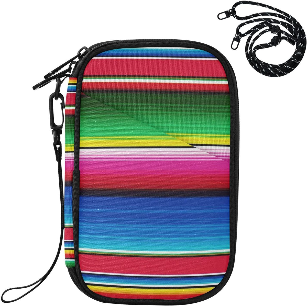 Travel Document Organizer 8.26×5.51×1.18 In | Water Resistant Oxford Pen Loop Multi-Way Carry for Men Women Outdoor Poncho Serape Stripe