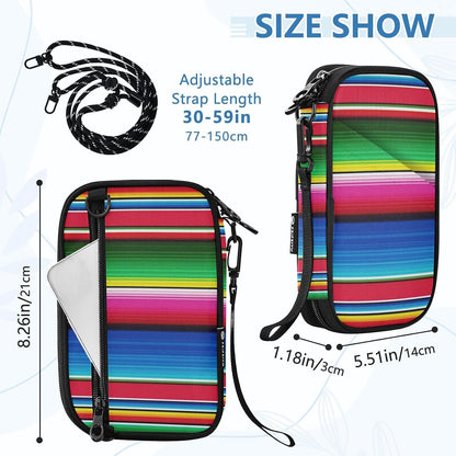 Travel Document Organizer 8.26×5.51×1.18 In | Water Resistant Oxford Pen Loop Multi-Way Carry for Men Women Outdoor Poncho Serape Stripe