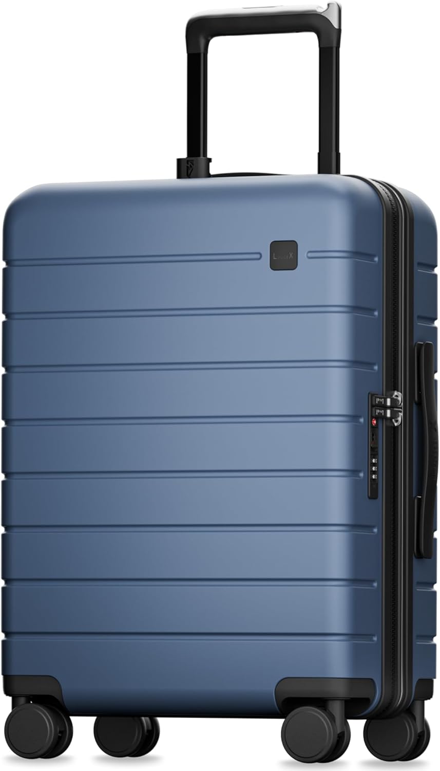 LUGGEX Carry On Luggage 22x14x9 Airline Approved,HUP3 Accelerate Access with DiHook, Handy Pouch, 20 inch Expandable Hard Shell Suitcases with Spinner Wheels (EX-Enhance,Nautical Blue,20 Inch,37L-41L)