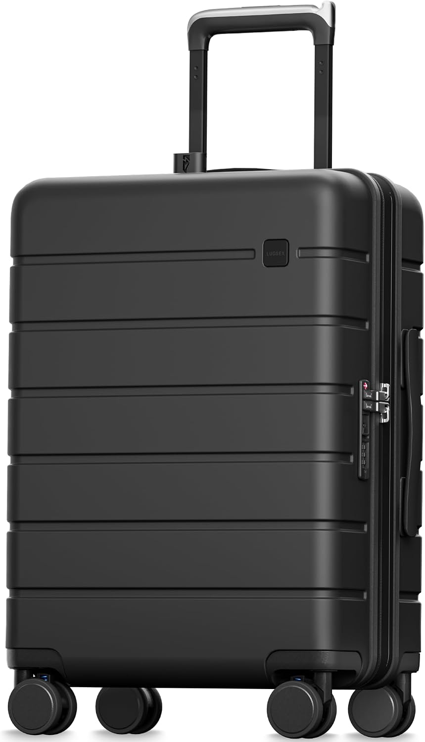 LUGGEX Carry On Luggage 22x14x9 Airline Approved,HUP3 Accelerate Access with DiHook, Handy Pouch, 20 inch Expandable Hard Shell Suitcases with Spinner Wheels (EX-Enhance,Nautical Blue,20 Inch,37L-41L)