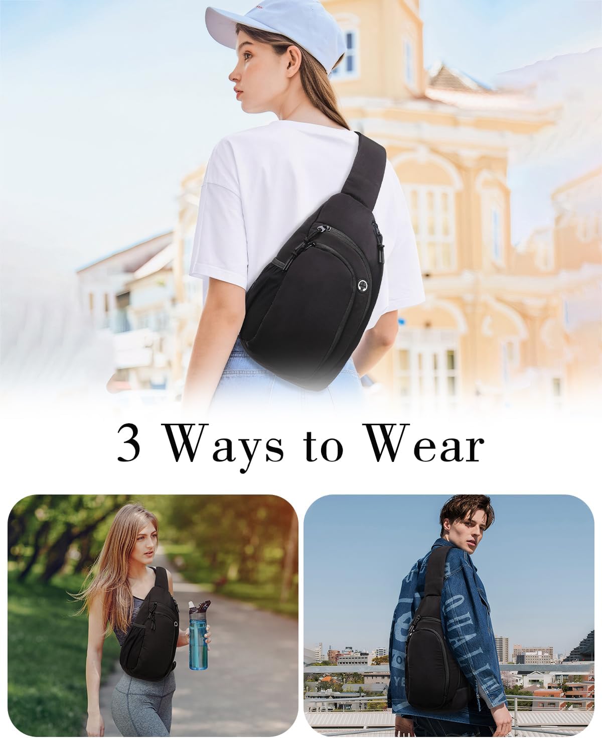 Sling Bag Crossbody Bags for Women with Anti-theft RFID Blocking Pocket | Water Bottle Holder, Adjustable Shoulder Strap, Phone Pocket, Cross Body Travel Purse, Sling Backpack, Tablet Compartment