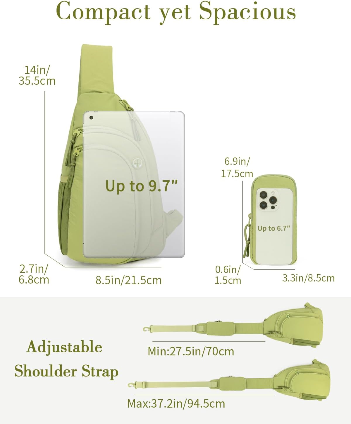 Sling Bag Crossbody Bags for Women with Anti-theft RFID Blocking Pocket | Water Bottle Holder, Adjustable Shoulder Strap, Phone Pocket, Cross Body Travel Purse, Sling Backpack, Tablet Compartment
