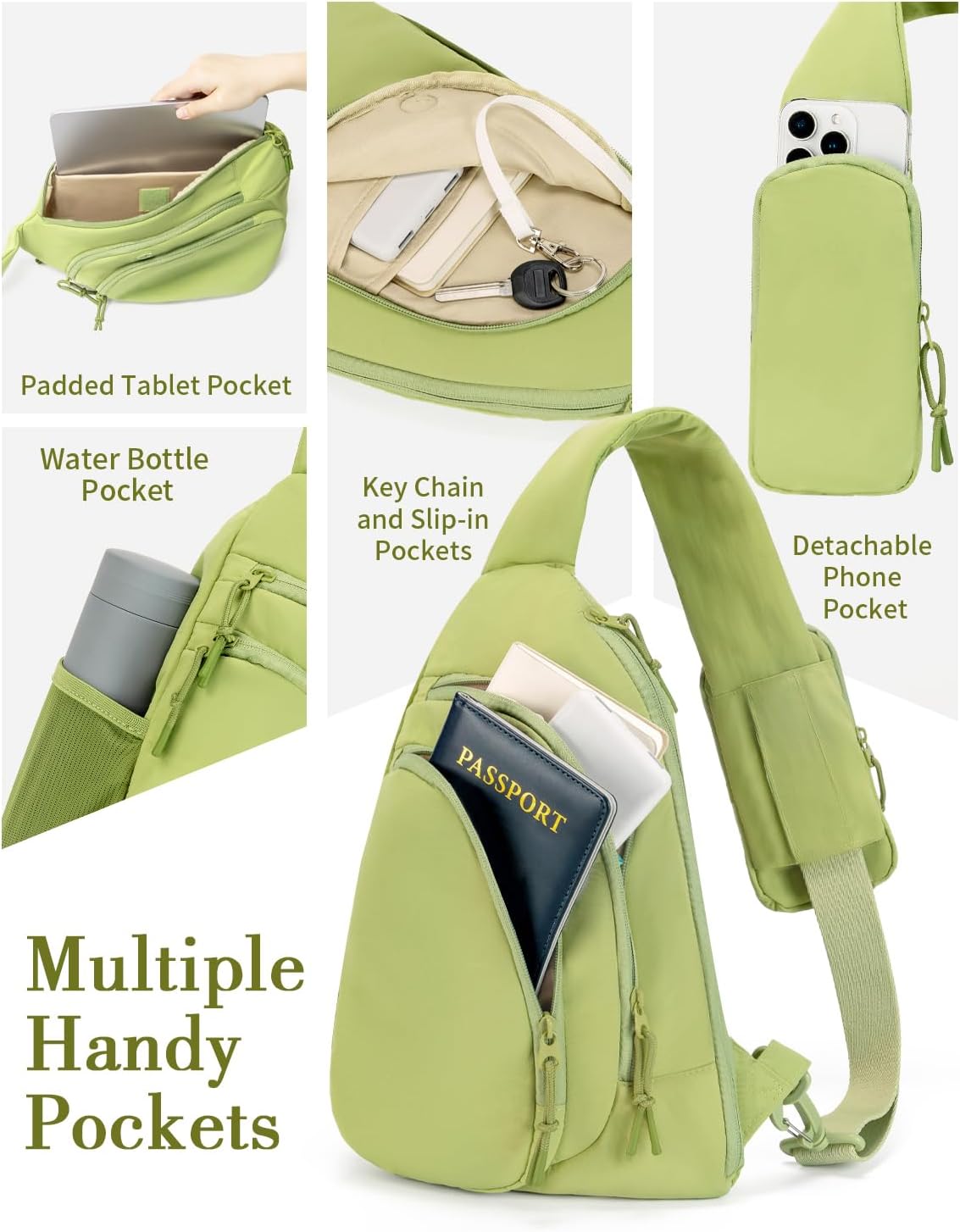 Sling Bag Crossbody Bags for Women with Anti-theft RFID Blocking Pocket | Water Bottle Holder, Adjustable Shoulder Strap, Phone Pocket, Cross Body Travel Purse, Sling Backpack, Tablet Compartment