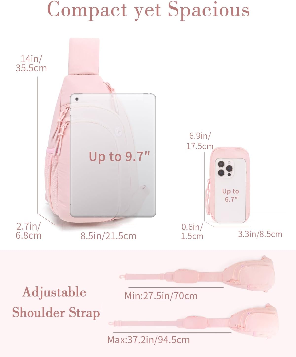 Sling Bag Crossbody Bags for Women with Anti-theft RFID Blocking Pocket | Water Bottle Holder, Adjustable Shoulder Strap, Phone Pocket, Cross Body Travel Purse, Sling Backpack, Tablet Compartment