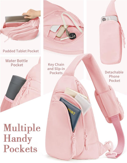 Sling Bag Crossbody Bags for Women with Anti-theft RFID Blocking Pocket | Water Bottle Holder, Adjustable Shoulder Strap, Phone Pocket, Cross Body Travel Purse, Sling Backpack, Tablet Compartment