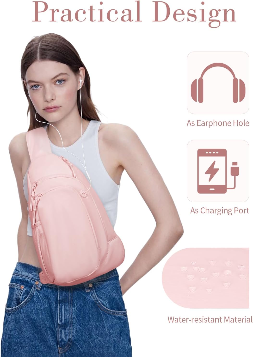 Sling Bag Crossbody Bags for Women with Anti-theft RFID Blocking Pocket | Water Bottle Holder, Adjustable Shoulder Strap, Phone Pocket, Cross Body Travel Purse, Sling Backpack, Tablet Compartment