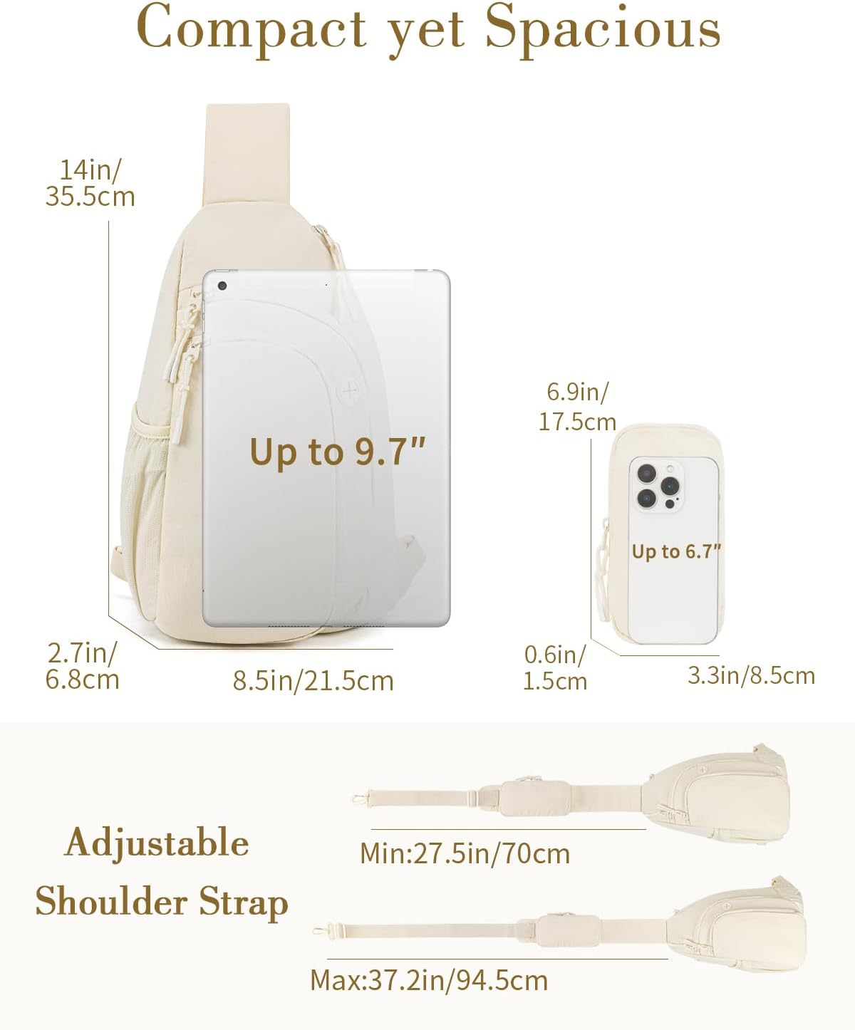 Sling Bag Crossbody Bags for Women with Anti-theft RFID Blocking Pocket | Water Bottle Holder, Adjustable Shoulder Strap, Phone Pocket, Cross Body Travel Purse, Sling Backpack, Tablet Compartment