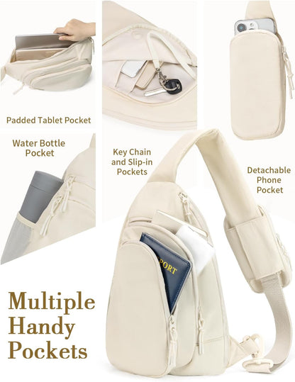 Sling Bag Crossbody Bags for Women with Anti-theft RFID Blocking Pocket | Water Bottle Holder, Adjustable Shoulder Strap, Phone Pocket, Cross Body Travel Purse, Sling Backpack, Tablet Compartment