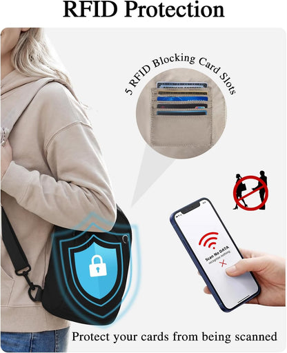 Sling Bag Crossbody Bags for Women with Anti-theft RFID Blocking Pocket | Water Bottle Holder, Adjustable Shoulder Strap, Phone Pocket, Cross Body Travel Purse, Sling Backpack, Tablet Compartment